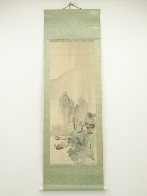 JAPANESE HANGING SCROLL / HAND PAINTED / RIVERSIDE / ARTIST WORK